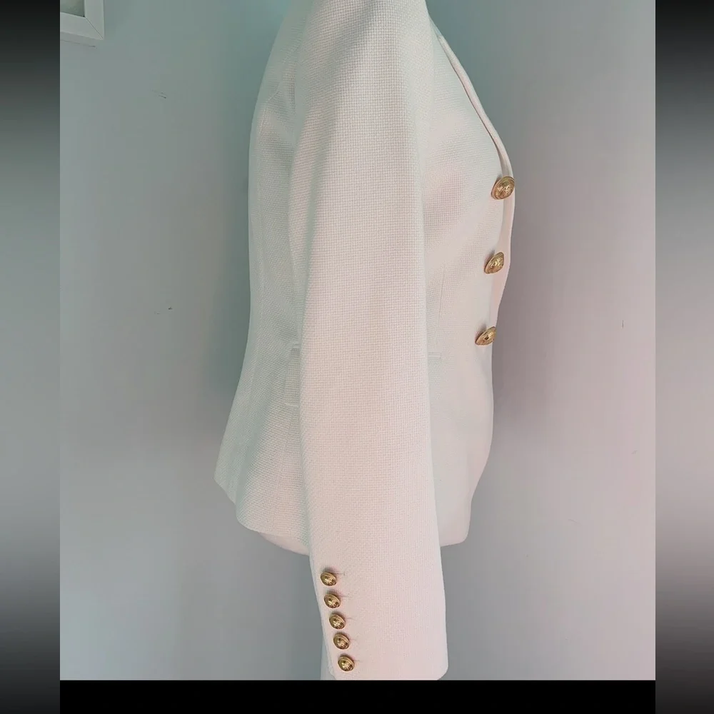 BALMAIN Double-Breasted Piqué Blazer - Picture 4 of 13